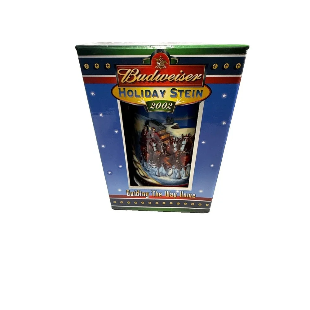 2002 Budweiser Holiday Beer Stein Mug Box Lighthouse #CS529 Guiding The Way Home
